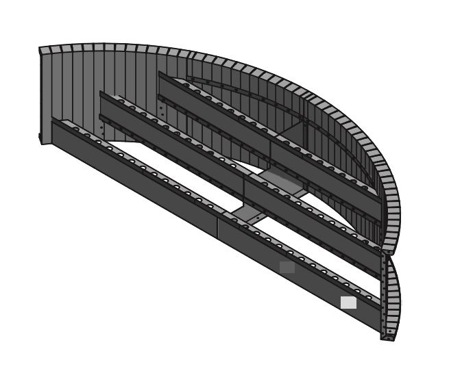 9' Radius Straight Tread Steel Step 42"